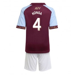 Aston Villa Ezri Konsa #4 Thuis tenue Kids 2025-26 Korte Mouw (+ Korte broeken)